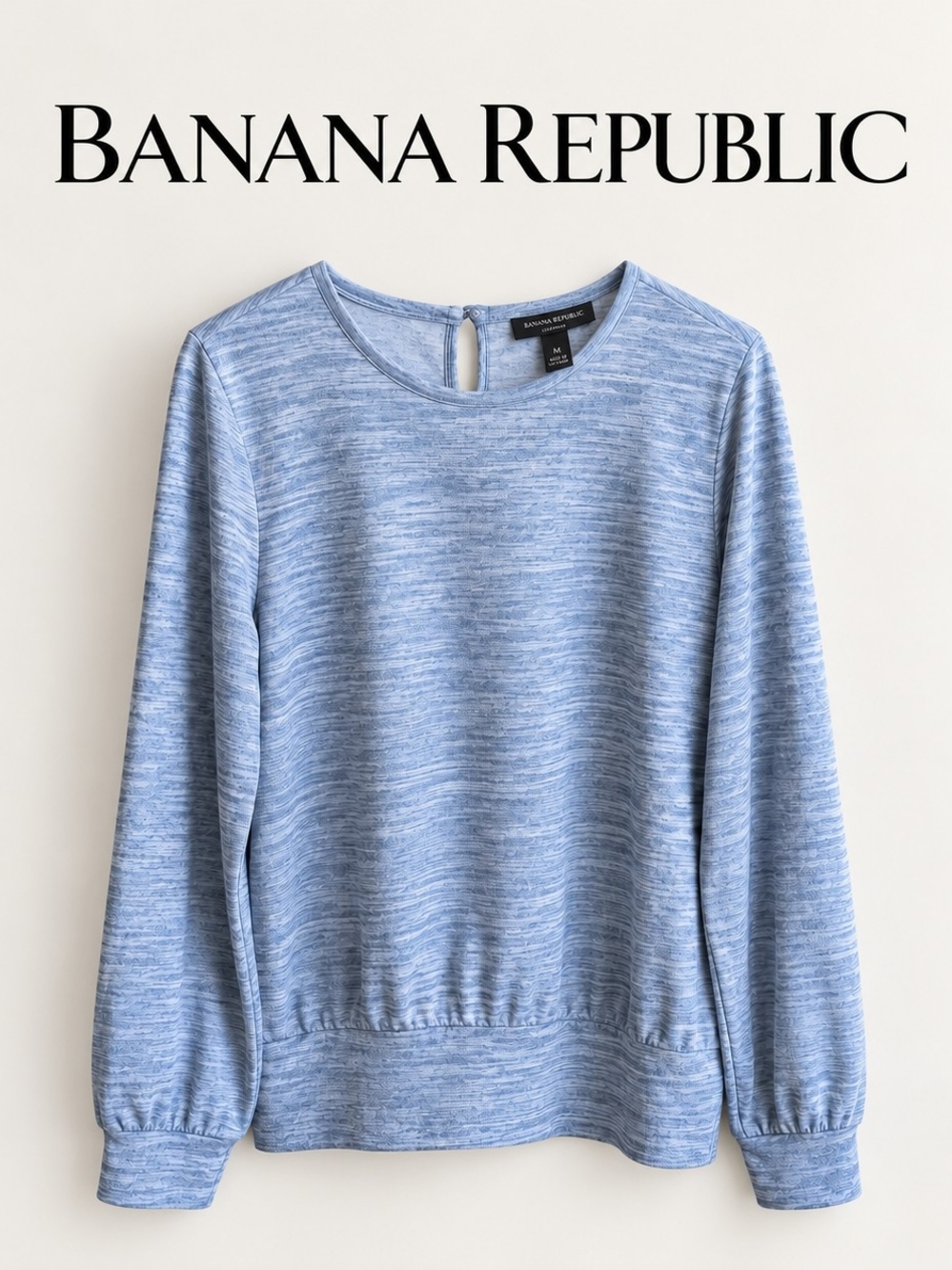 Banana Republic Luxespun Medium Light Blue Heathered Long Sleeve Top